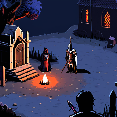 Home 17 **
A nostalgic scene of players camping a spawn point in Lineage. Depict a dark, slightly pixelated graveyard at night. Several diverse characters (mages, knights, archers) are huddled around, some chatting, others looking bored. In the distance, a faint red glow hints at the imminent arrival of the Death Knight. The overall mood should be one of anticipation mixed with tedium. French speech bubbles could add authenticity ("Ça pop quand, ce boss ?").
**
