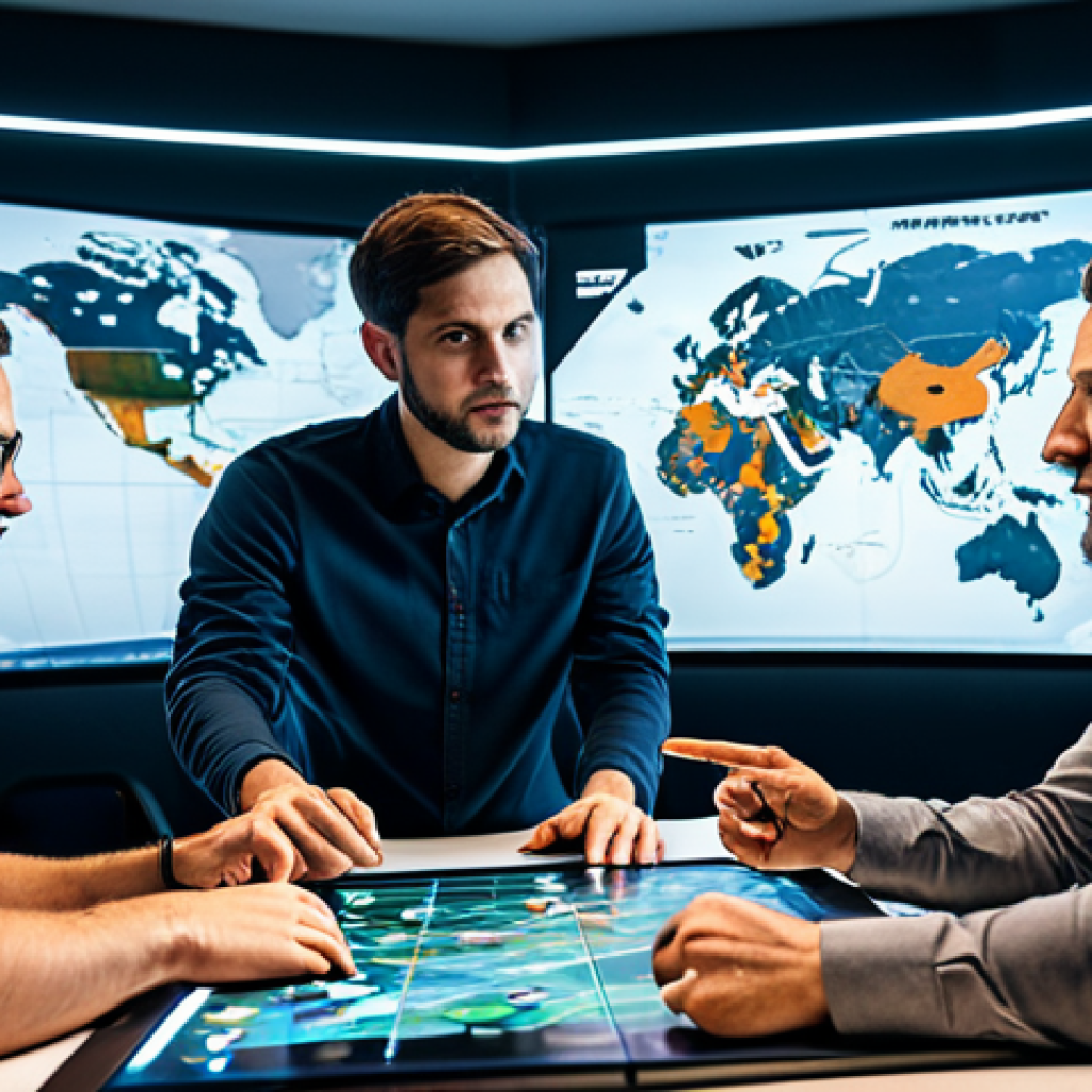 A diverse group of professional gamers, fully clothed in modest, comfortable yet stylish professional attire, gathered around a large display in a modern, well-lit gaming lounge. They are engaged in a focused discussion, pointing at strategic game maps and data on the screen, emphasizing collaboration and intellectual engagement. Perfect anatomy, correct proportions, natural pose, well-formed hands, proper finger count, natural body proportions, professional photography, high quality, safe for work, appropriate content, family-friendly.