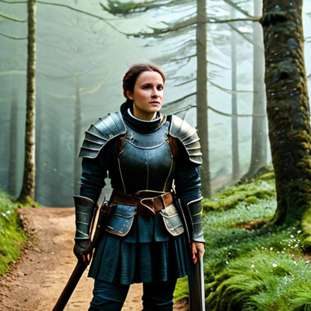 리니지 유료 컨텐츠 분석 - **Image Prompt:** A seasoned female adventurer, fully clothed in practical leather armor and carryin...