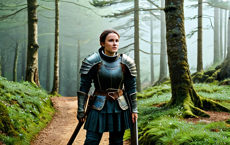 리니지 유료 컨텐츠 분석 - **Image Prompt:** A seasoned female adventurer, fully clothed in practical leather armor and carryin...