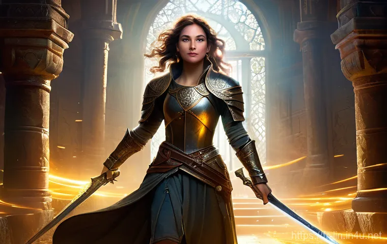 리니지 인챈트 스크롤 사용법 - **Prompt 1: The Euphoria of a Blessed Enchantment Success**
"A young, determined female adventur...