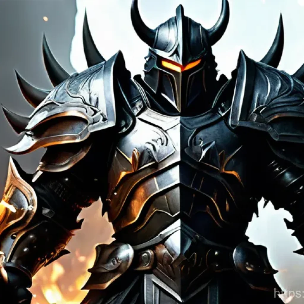 리니지 PvE 유저 추천 클래스 - A powerful male warrior, resembling a 'Devastator' or 'Warlord' from Lineage. He is depicted in a dy...