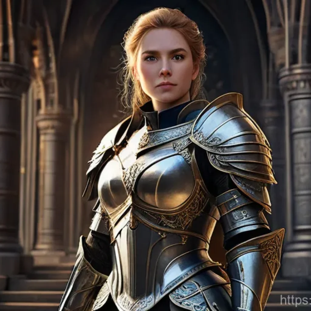 리니지 희귀 장비 가치 평가 - **A female warrior admiring her legendary weapon:** A highly detailed, realistic fantasy art illustr...