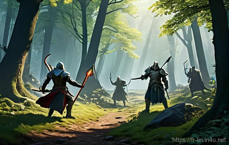 리니지 게임 최적화 설정 - A diverse group of adventurers – including a human knight in polished plate armor, a graceful elven ...