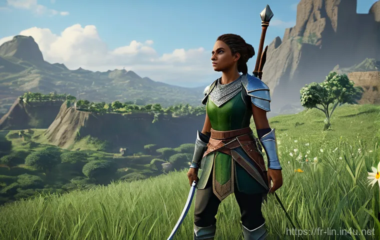 리니지 신규 유저 보너스 - **Prompt 1: A Heroic First Step**
A confident young female warrior, wearing intricate and polish...