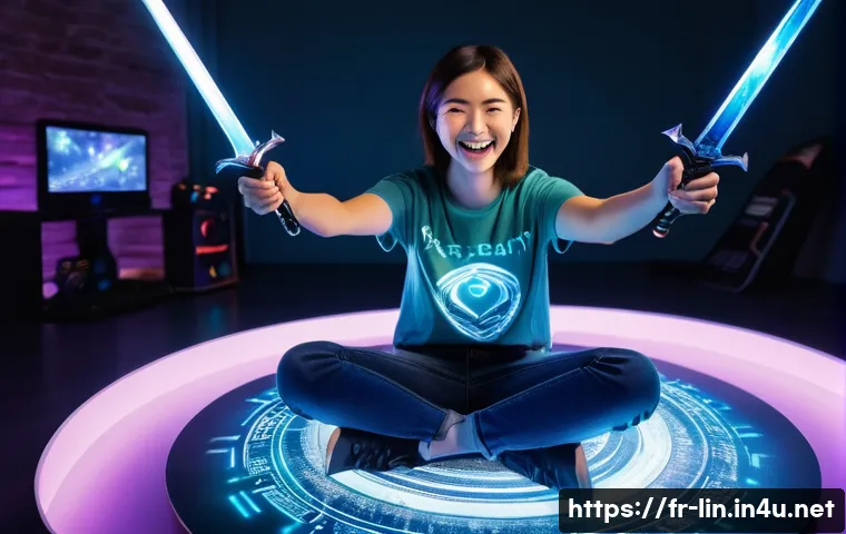 리니지 무료 아이템 배포 이벤트 - A joyful female gamer in her early 20s, with a radiant smile, sitting comfortably in a well-lit gami...