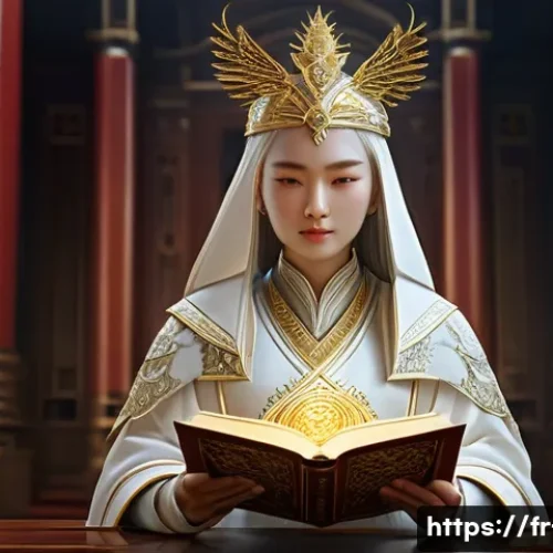 Home 13 리니지 전설급 스킬북 설명 - **Prompt:** "A powerful female Cardinal character from Lineage 2, adorned in intricate, flowing gold...